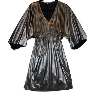 La Fee Maraboutee Metallic Silver V Neck Dress Party‎ Cocktail Events Size 36